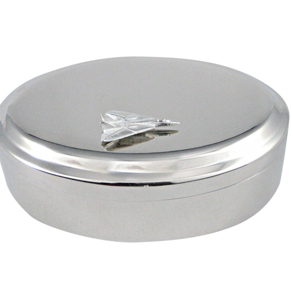 Tomcat Fighter Jet Plane Pendant Oval Jewelry Box